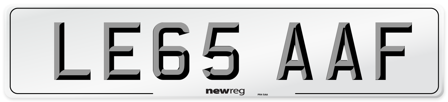 LE65 AAF Number Plate from New Reg